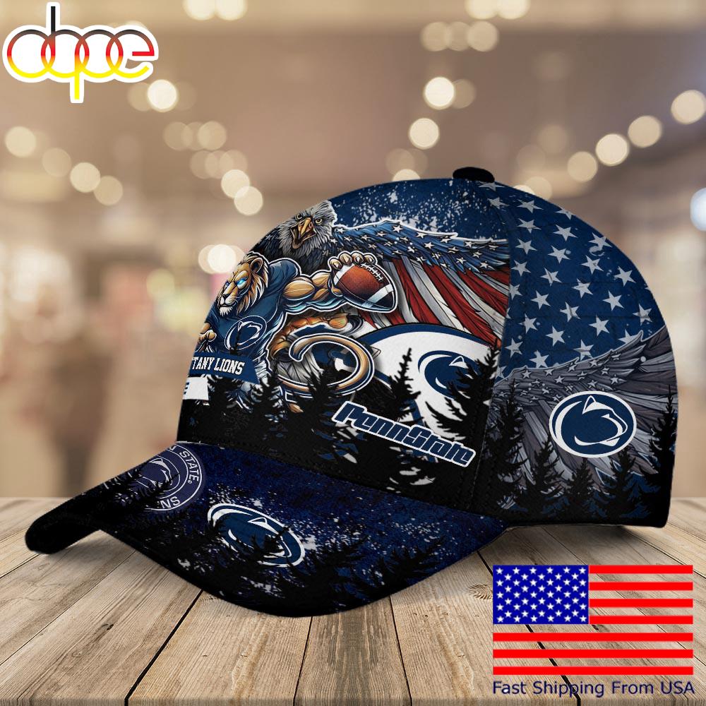 NCAA Penn State Nittany Lions Mascot Logo Custom Name Baseball Cap  For Fans