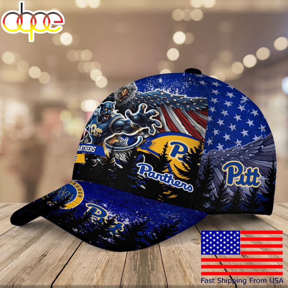 NCAA Pittsburgh Panthers Mascot Logo Custom Name Baseball Cap  For Fans