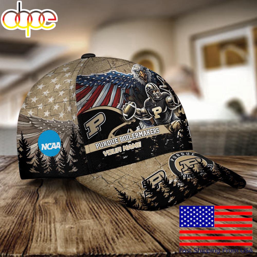 NCAA Purdue Boilermakers Mascot Logo Custom Name Baseball Cap  For Fans