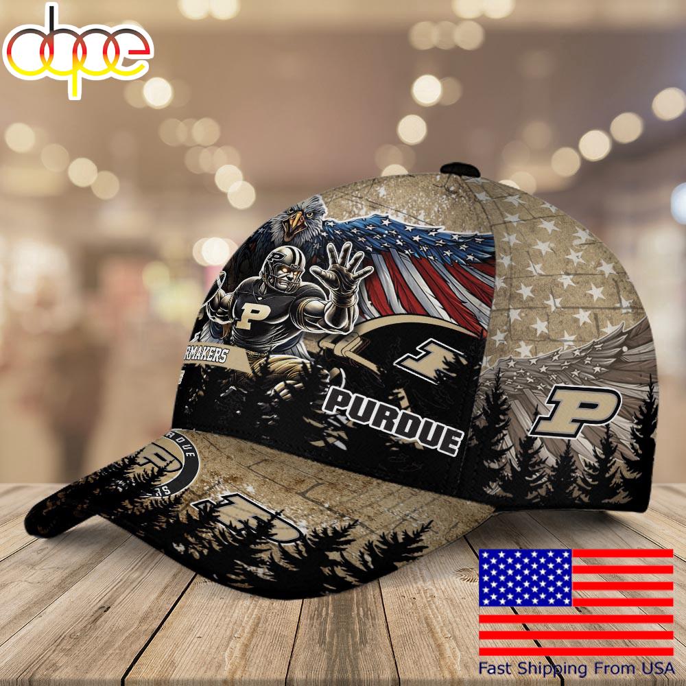 NCAA Purdue Boilermakers Mascot Logo Custom Name Baseball Cap  For Fans