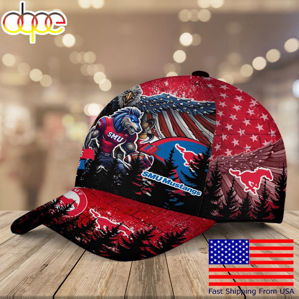 NCAA SMU Mustangs Mascot Logo Custom Name Baseball Cap  For Fans