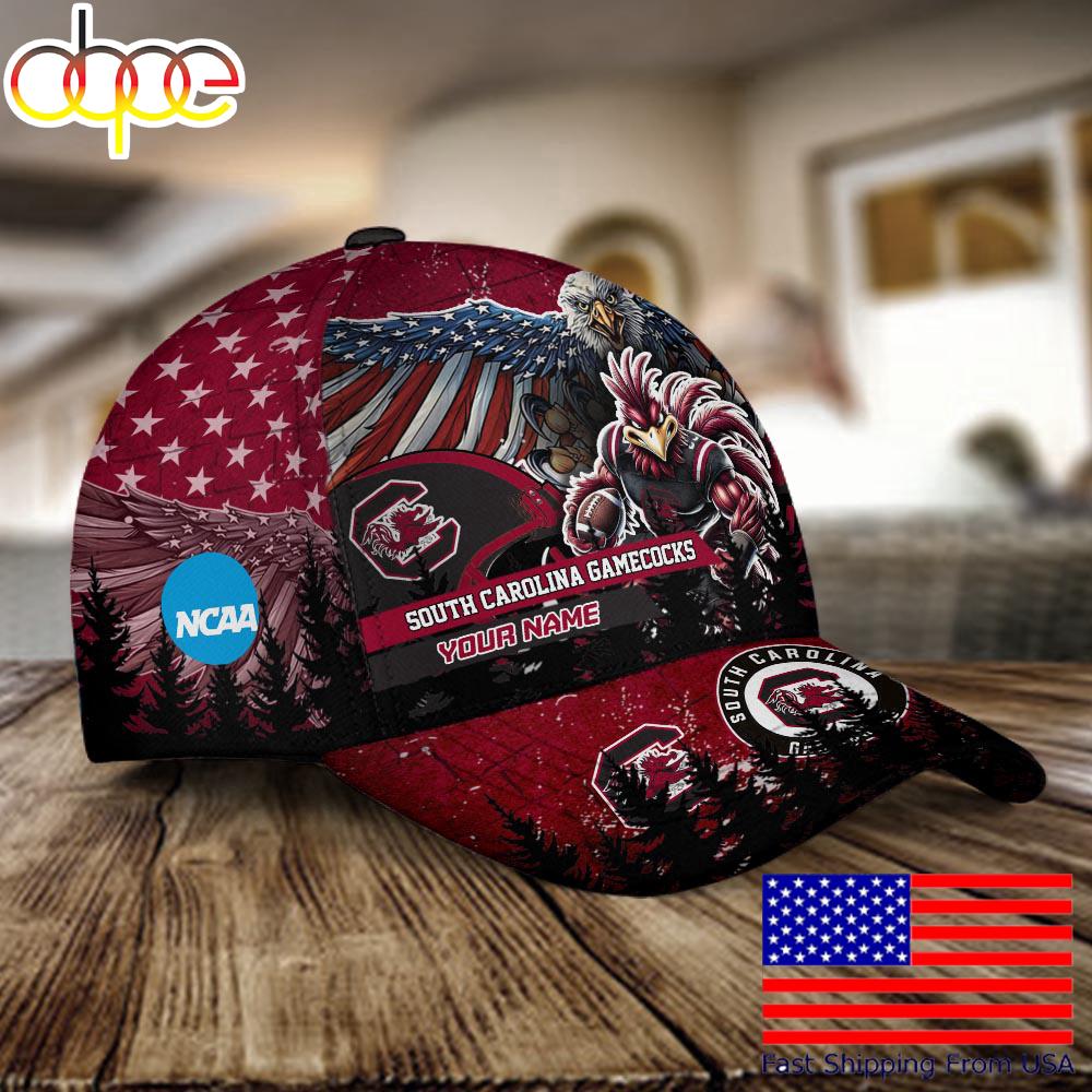 NCAA South Carolina Gamecocks Mascot Logo Custom Name Baseball Cap  For Fans