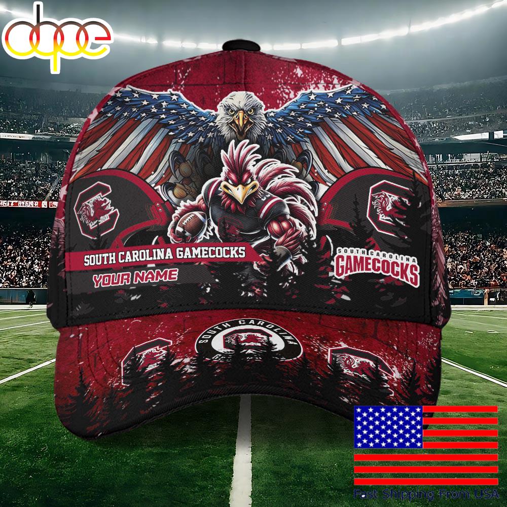 NCAA South Carolina Gamecocks Mascot Logo Custom Name Baseball Cap  For Fans