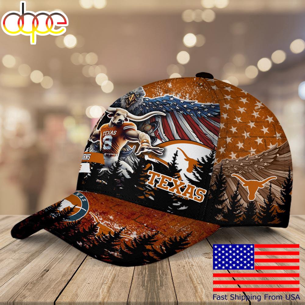 NCAA Texas Longhorns Mascot Logo Custom Name Baseball Cap  For Fans