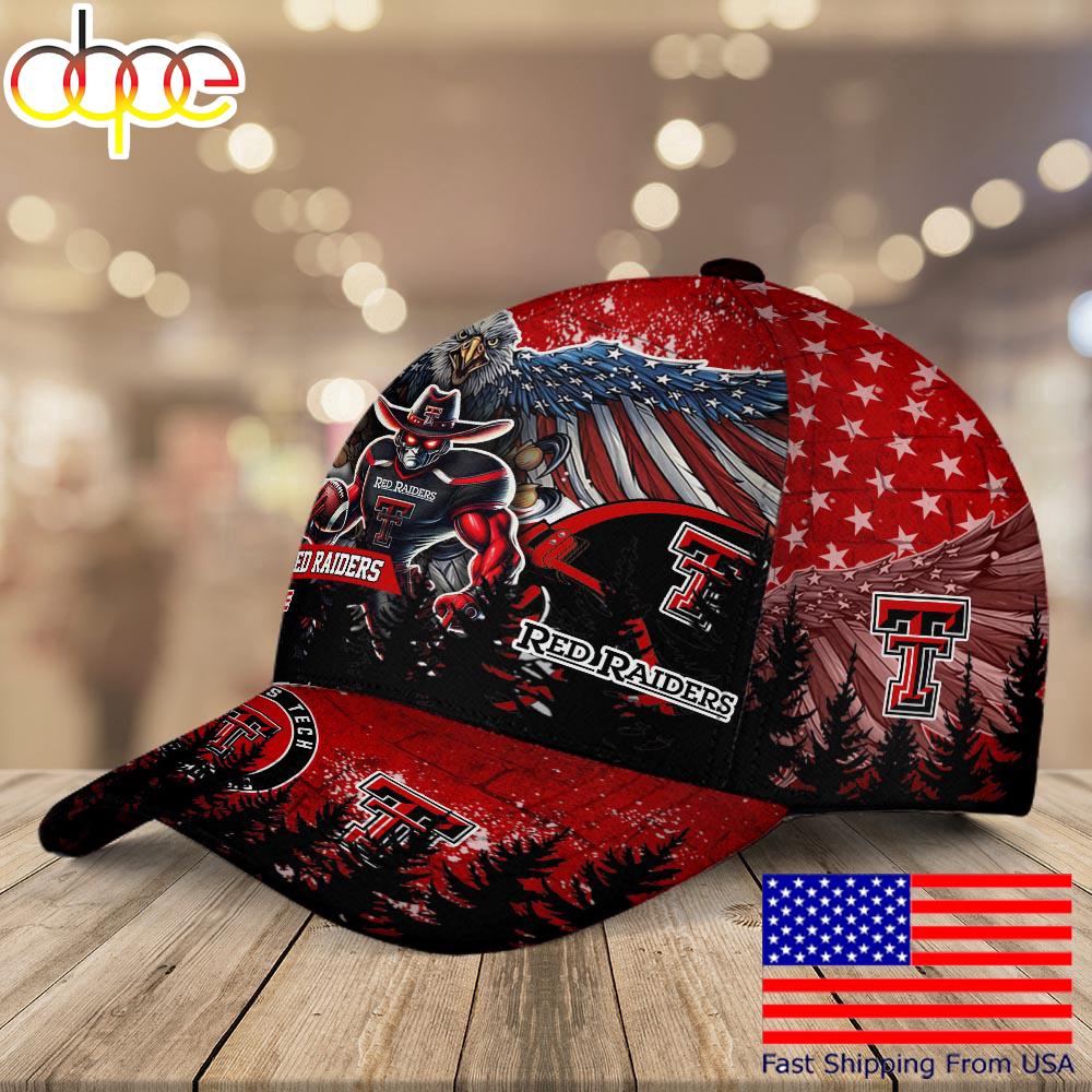 NCAA Texas Tech Red Raiders Mascot Logo Custom Name Baseball Cap  For Fans