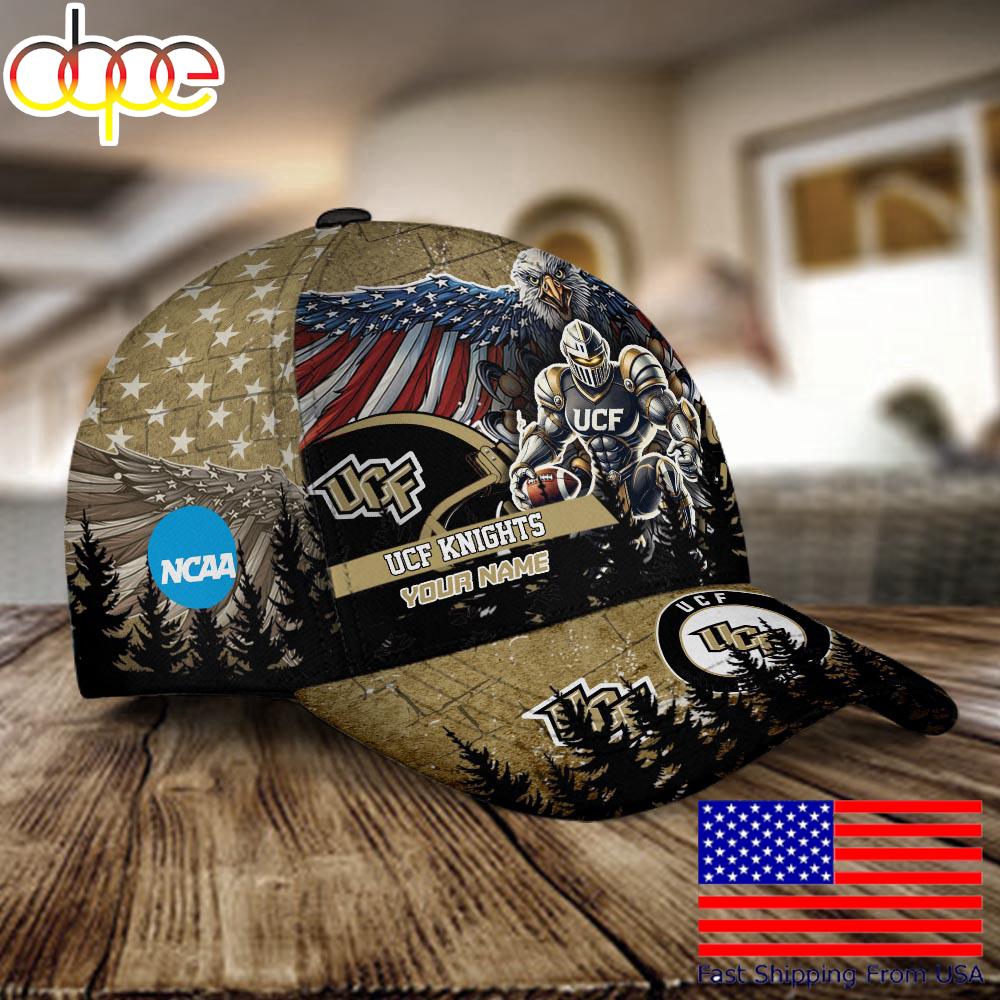 NCAA UCF Knights Mascot Logo Custom Name Baseball Cap  For Fans
