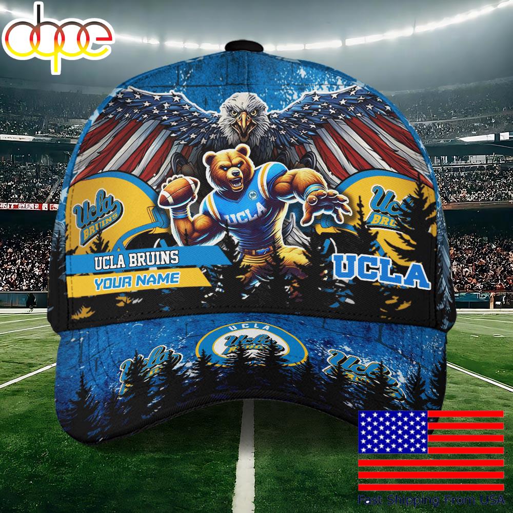 NCAA UCLA Bruins Mascot Logo Custom Name Baseball Cap  For Fans