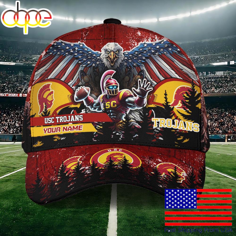 NCAA USC Trojans Mascot Logo Custom Name Baseball Cap  For Fans