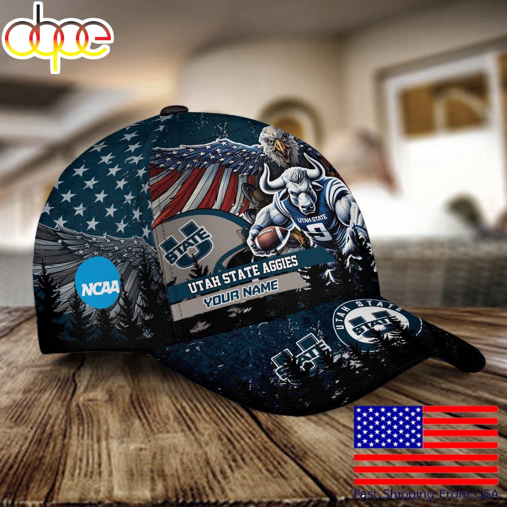 NCAA Utah State Aggies Mascot Logo Custom Name Baseball Cap  For Fans