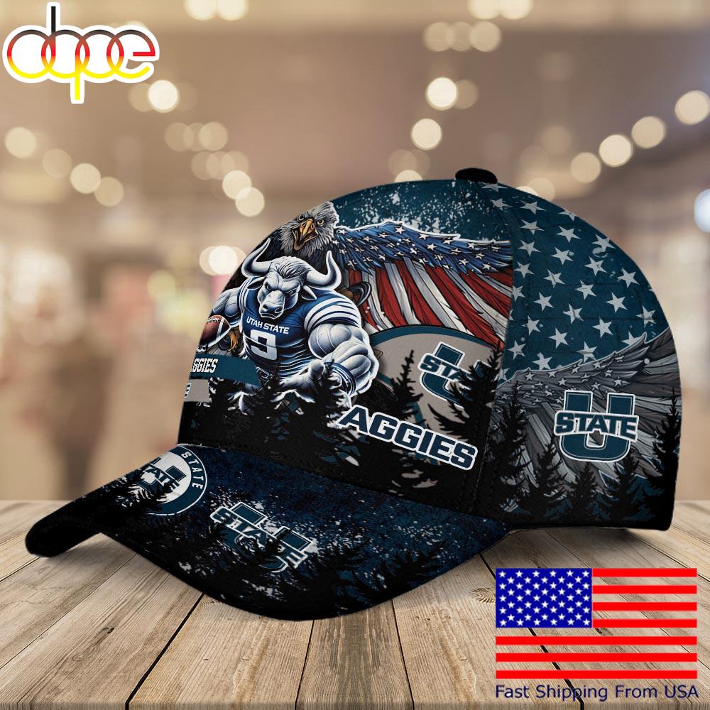 NCAA Utah State Aggies Mascot Logo Custom Name Baseball Cap  For Fans