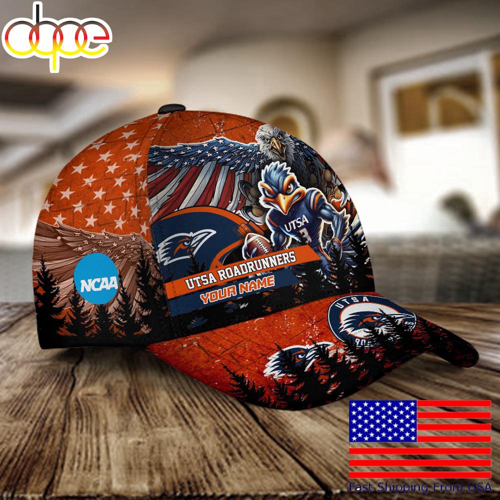 NCAA UTSA Roadrunners Mascot Logo Custom Name Baseball Cap  For Fans