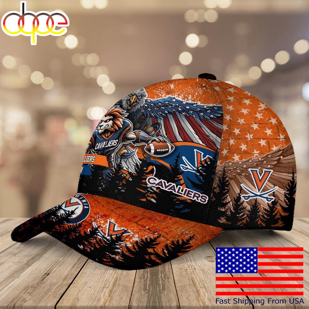 NCAA Virginia Cavaliers Mascot Logo Custom Name Baseball Cap  For Fans