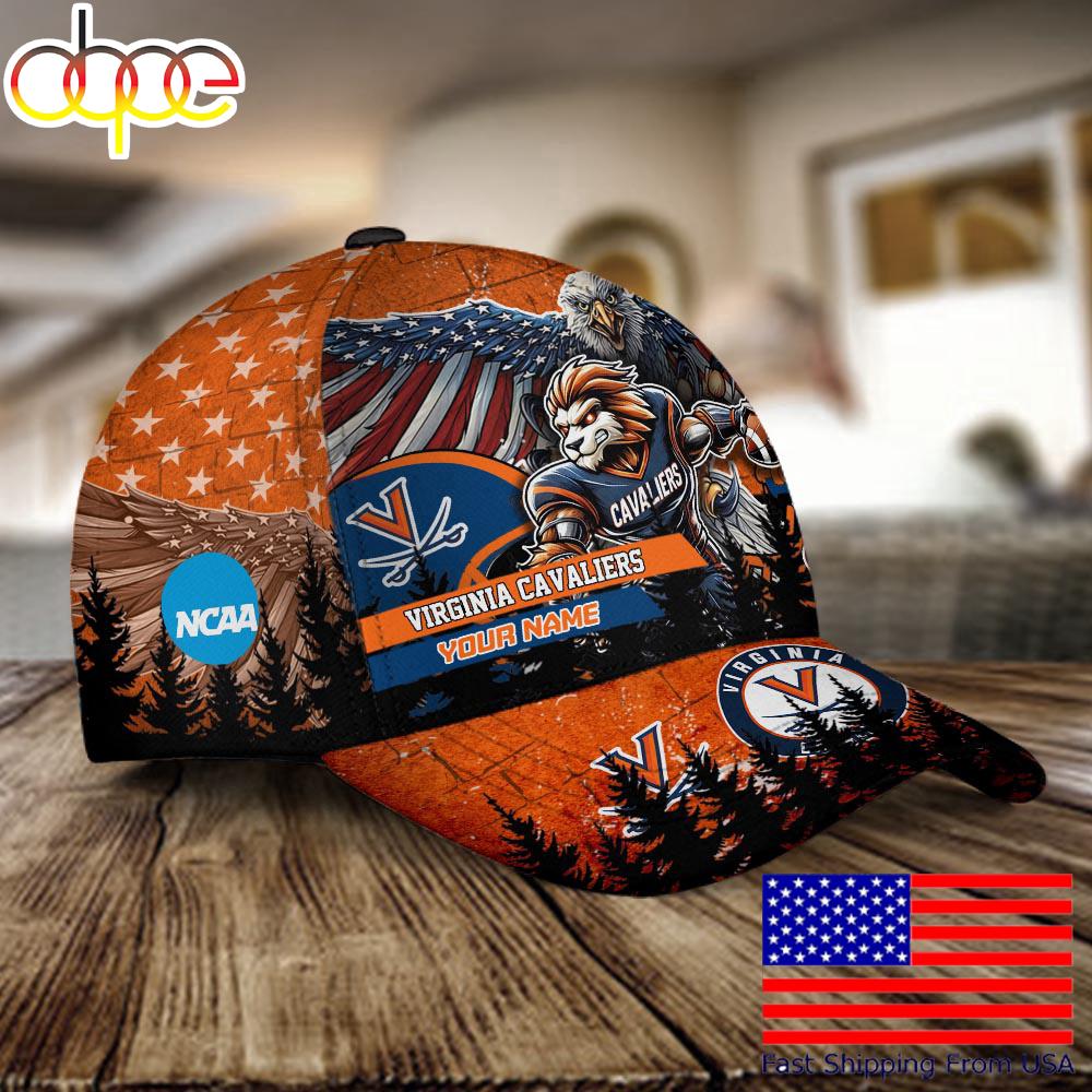 NCAA Virginia Cavaliers Mascot Logo Custom Name Baseball Cap  For Fans