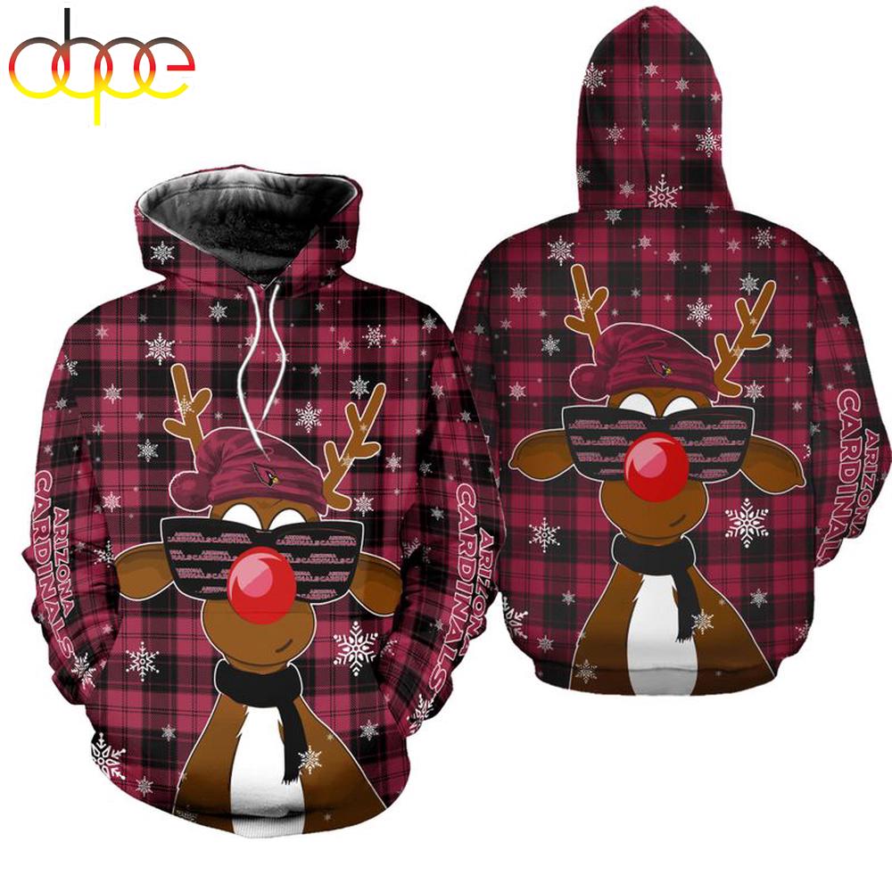 NFL Arizona Cardinals Christmas Reindeer Sunglasses All Over Print Hoodie Shirt