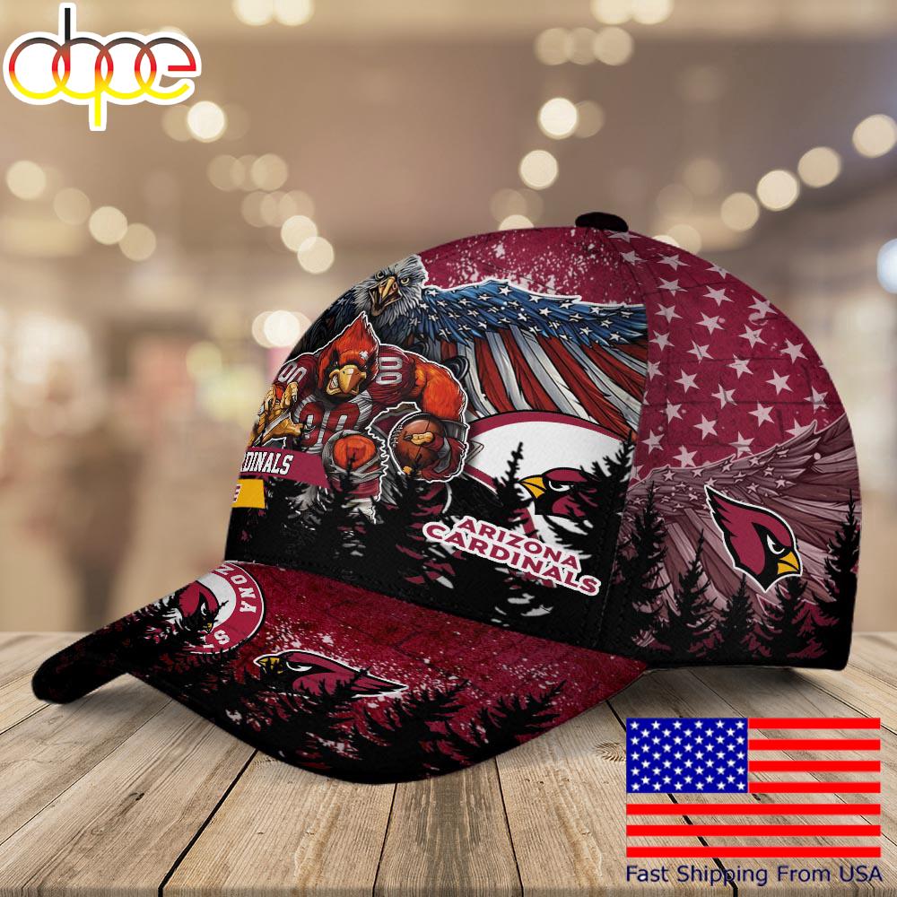 NFL Arizona Cardinals Mascot Logo Custom Name Baseball Cap  For Fans