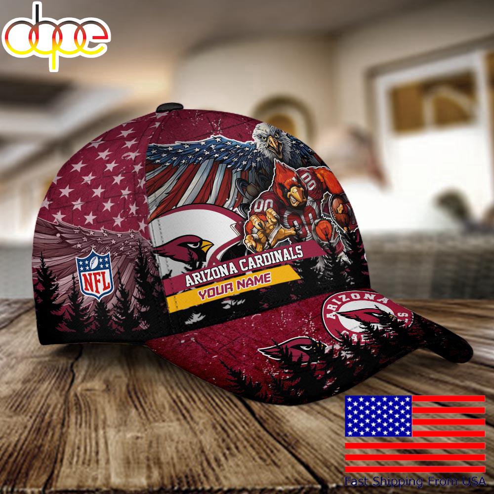 NFL Arizona Cardinals Mascot Logo Custom Name Baseball Cap  For Fans