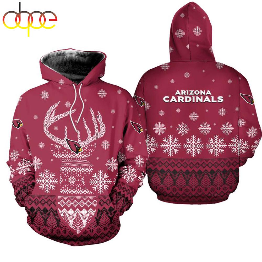 NFL Arizona Cardinals Reindeer Merry Christmas 3D Hoodie Shirt