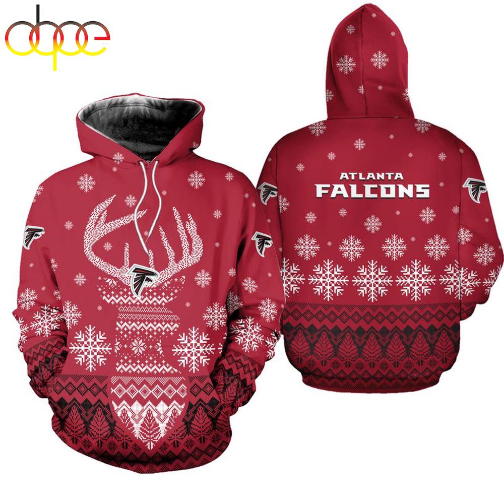 NFL Atlanta Falcons Reindeer Merry Christmas 3D Hoodie Shirt