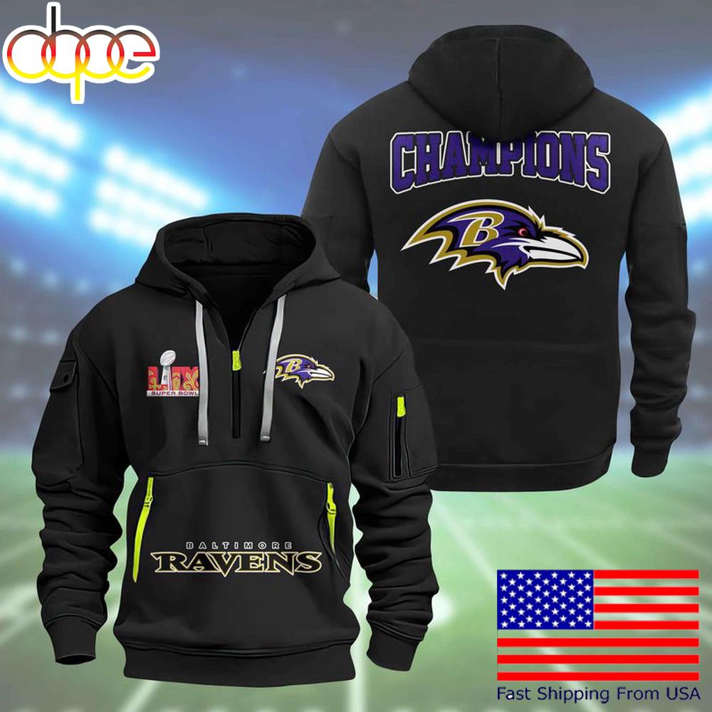 NFL Baltimore Ravens Super Bowl LIX Design Limited Edition Quarter Zip Hoodie
