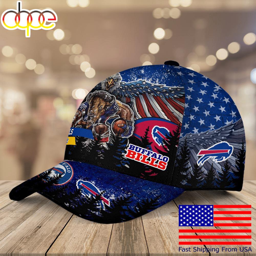 NFL Buffalo Bills Mascot Logo Custom Name Baseball Cap  For Fans