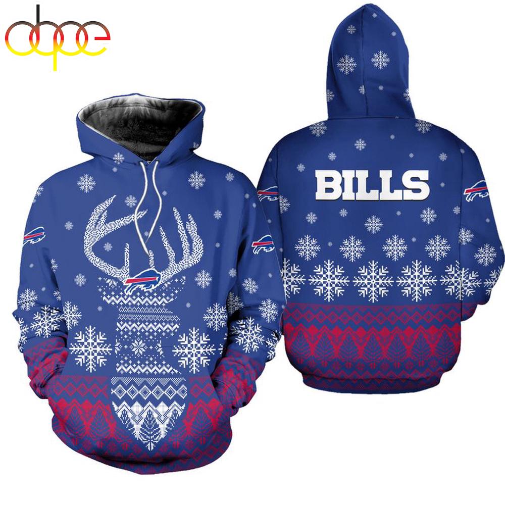 NFL Buffalo Bills Reindeer Merry Christmas 3D Hoodie Shirt