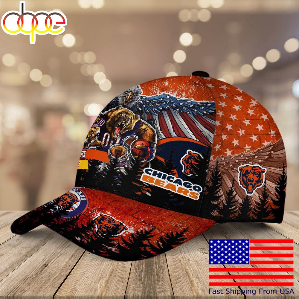 NFL Chicago Bears Mascot Logo Custom Name Baseball Cap  For Fans