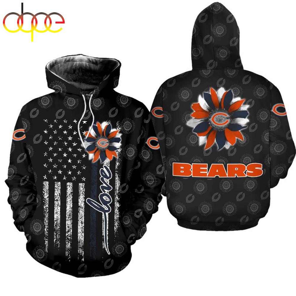 NFL Chicago Bears Sunflower All Over Print Hoodie Shirt