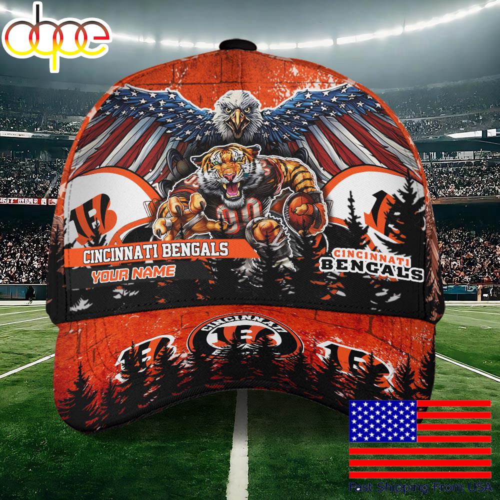 NFL Cincinnati Bengals Mascot Logo Custom Name Baseball Cap  For Fans