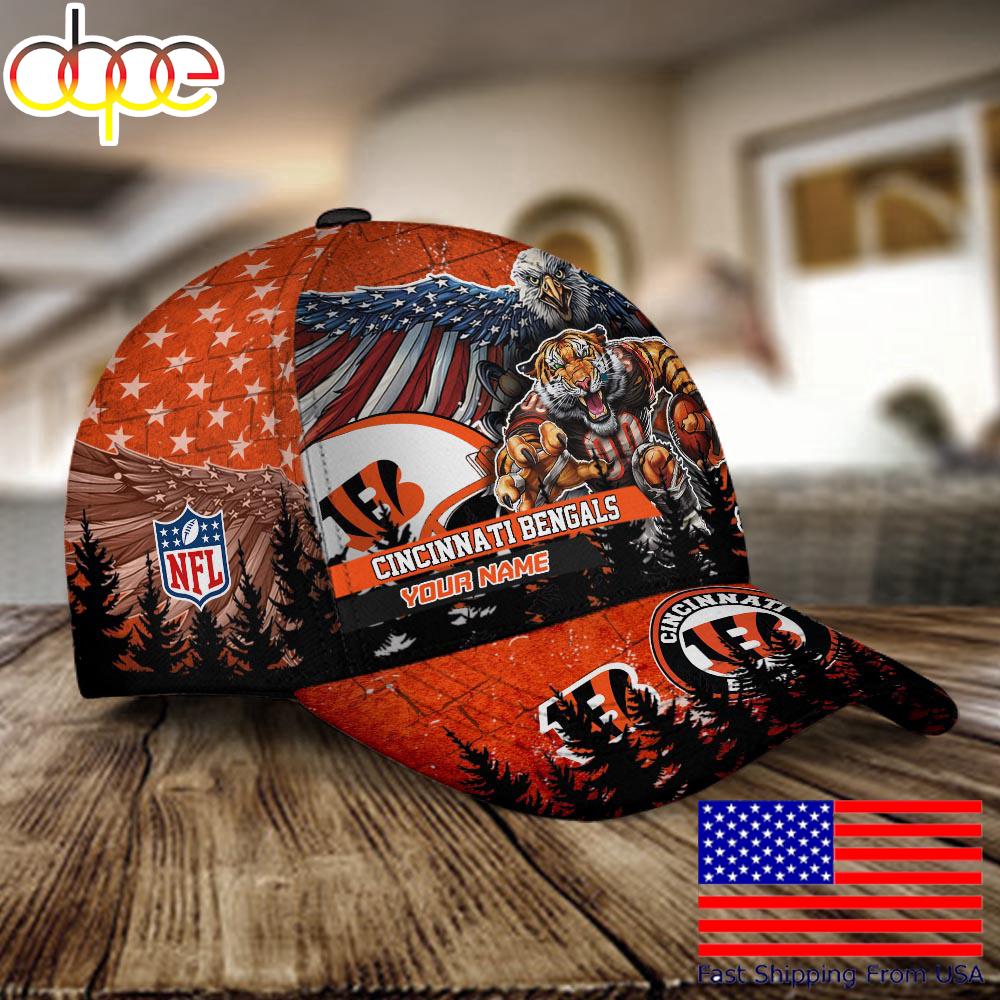 NFL Cincinnati Bengals Mascot Logo Custom Name Baseball Cap  For Fans