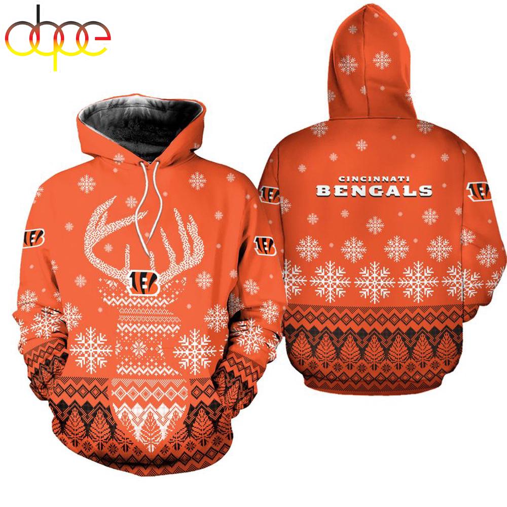 NFL Cincinnati Bengals Reindeer Merry Christmas 3D Hoodie Shirt
