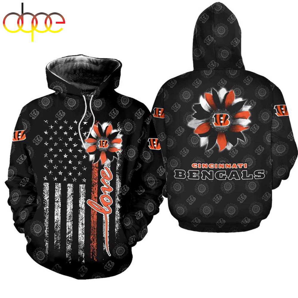 NFL Cincinnati Bengals Sunflower All Over Print Hoodie Shirt