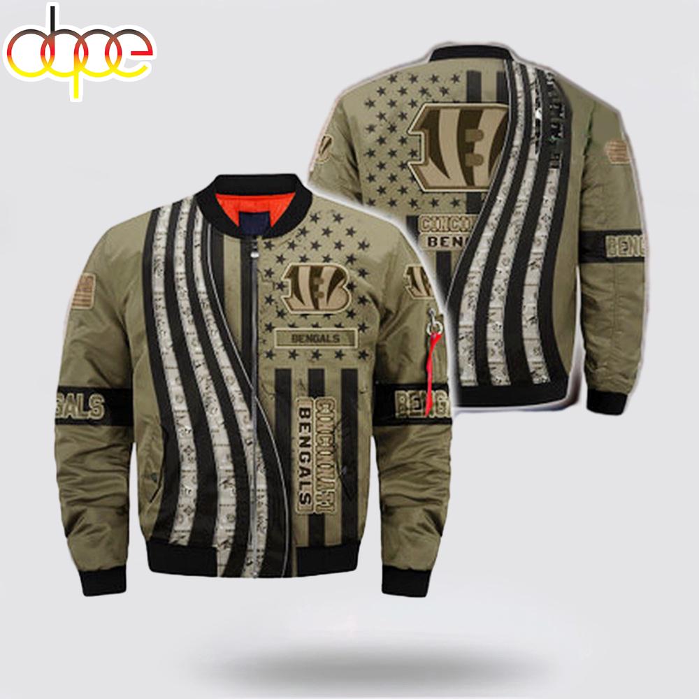 NFL Cincinnati Bengals Veteran Camo Bomber Jacket Gift For Fans