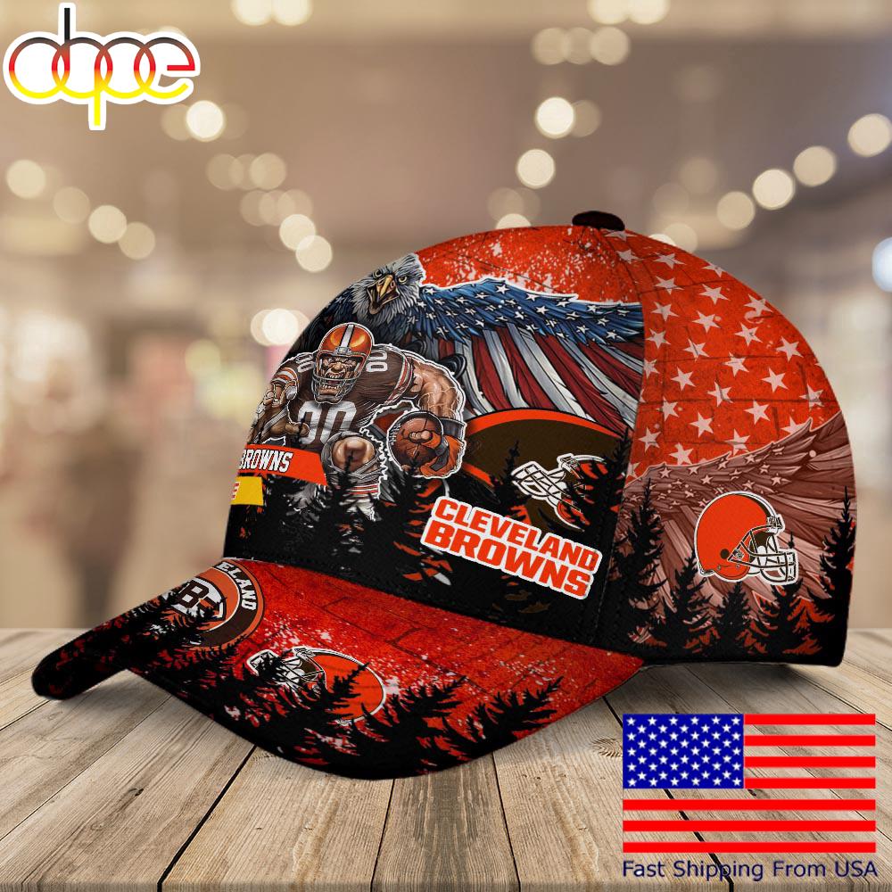 NFL Cleveland Browns Mascot Logo Custom Name Baseball Cap  For Fans