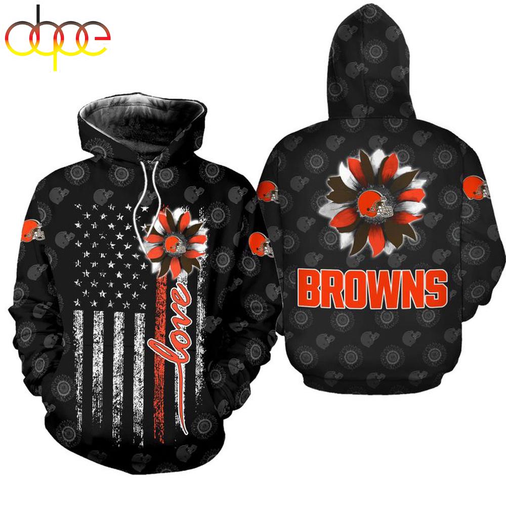 NFL Cleveland Browns Sunflower All Over Print Hoodie Shirt