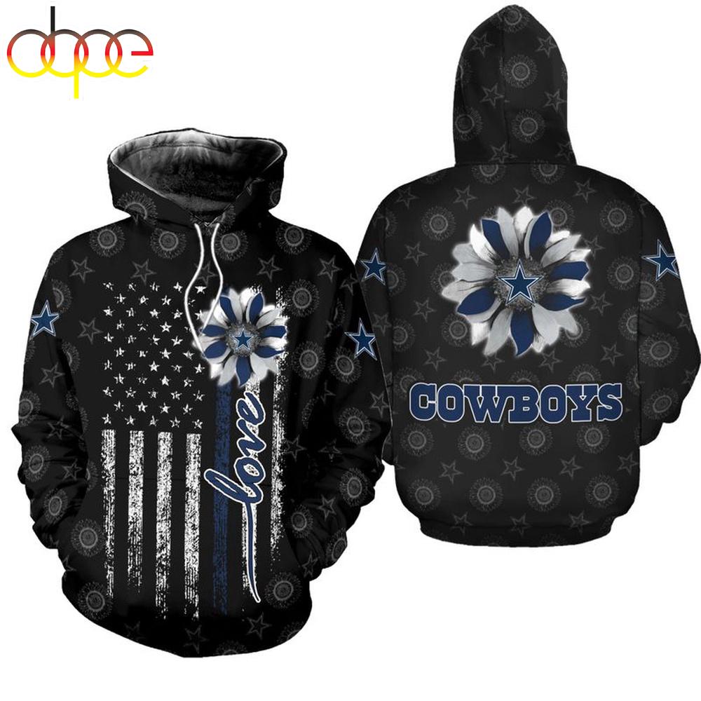 NFL Dallas Cowboys Sunflower All Over Print Hoodie Shirt