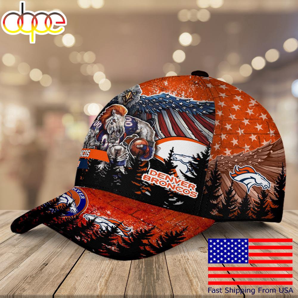 NFL Denver Broncos Mascot Logo Custom Name Baseball Cap  For Fans