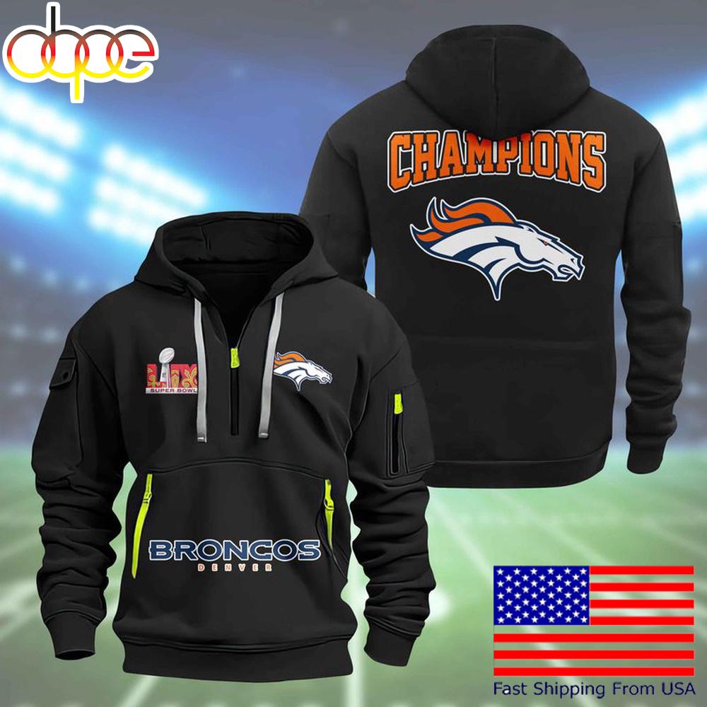 NFL Denver Broncos Super Bowl LIX Design Limited Edition Quarter Zip Hoodie