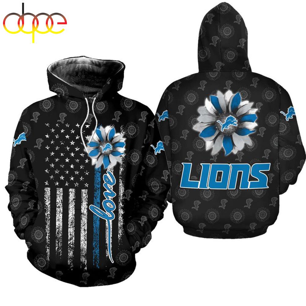 NFL Detroit Lions Sunflower All Over Print Hoodie Shirt