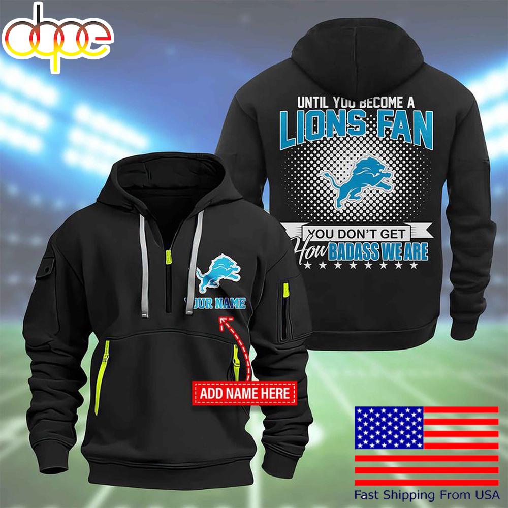 NFL Detroit Lions Super Bowl LIX Custom Name Limited Edition Quarter Zip Hoodie