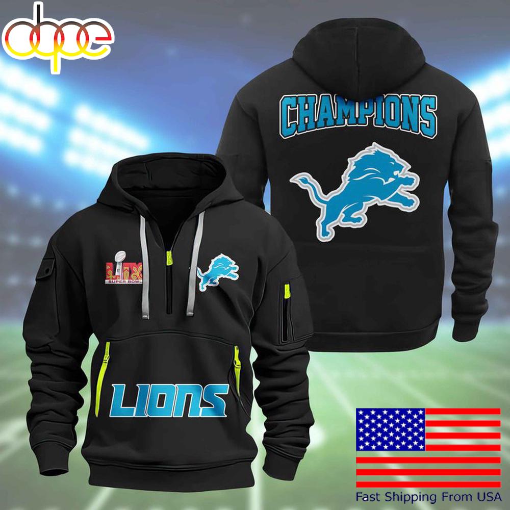 NFL Detroit Lions Super Bowl LIX Design Limited Edition Quarter Zip Hoodie