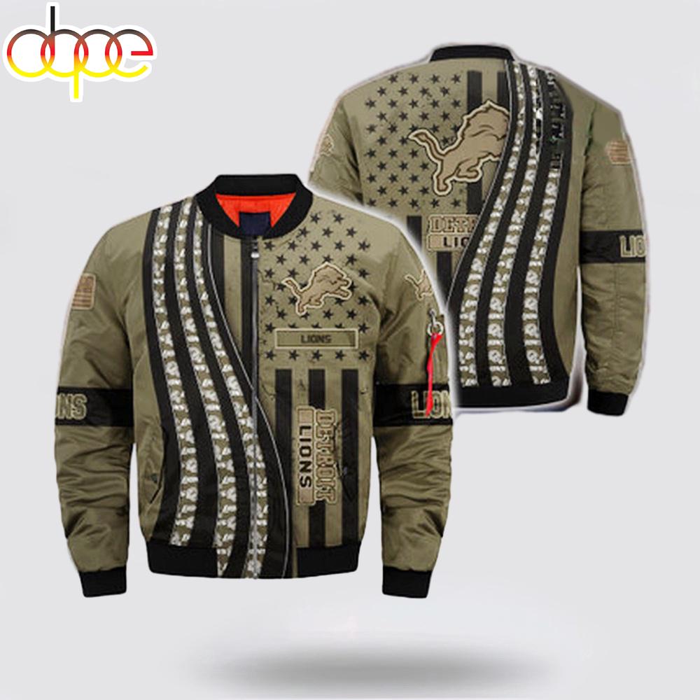 NFL Detroit Lions Veteran Camo Bomber Jacket Gift For Fans
