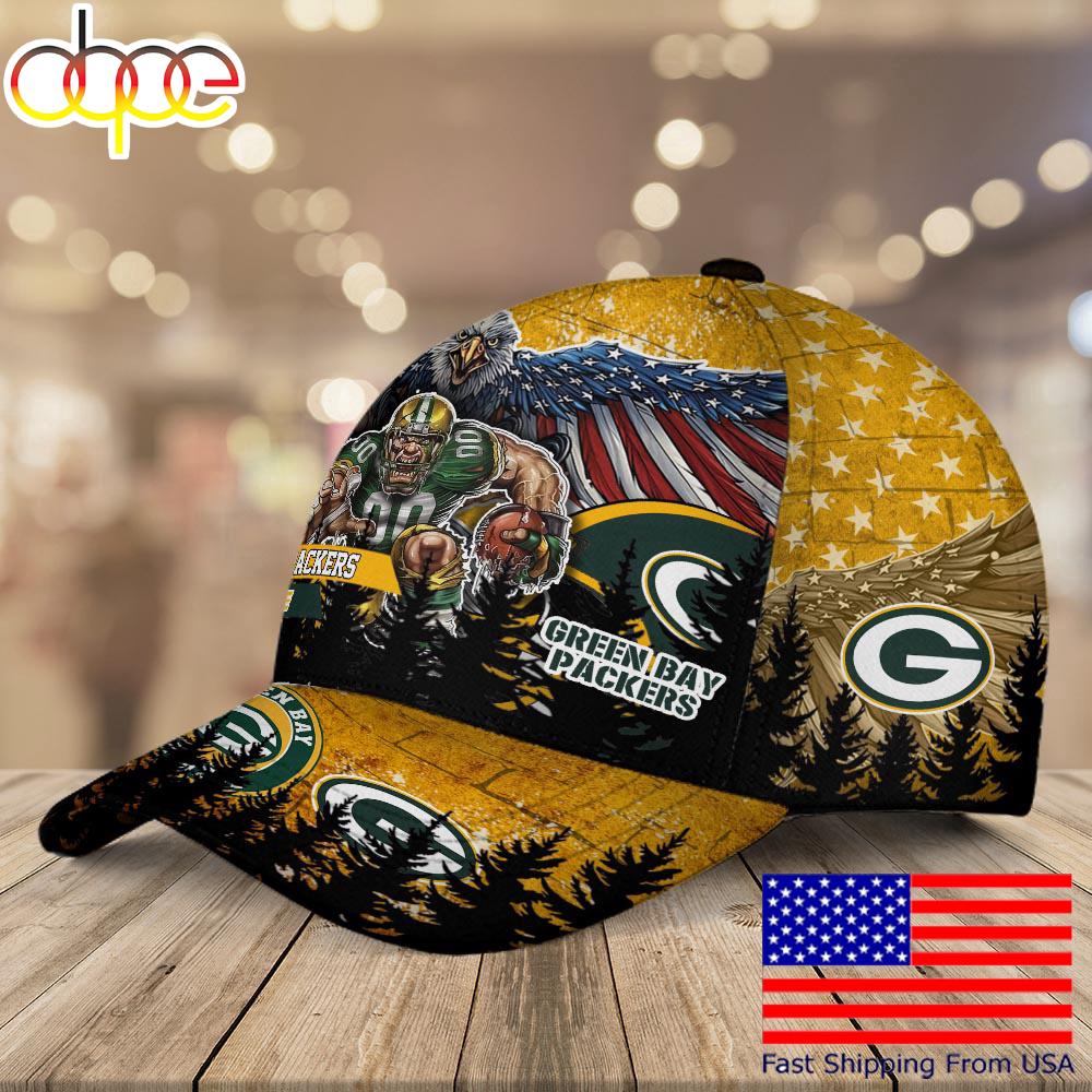 NFL Green Bay Packers Mascot Logo Custom Name Baseball Cap  For Fans