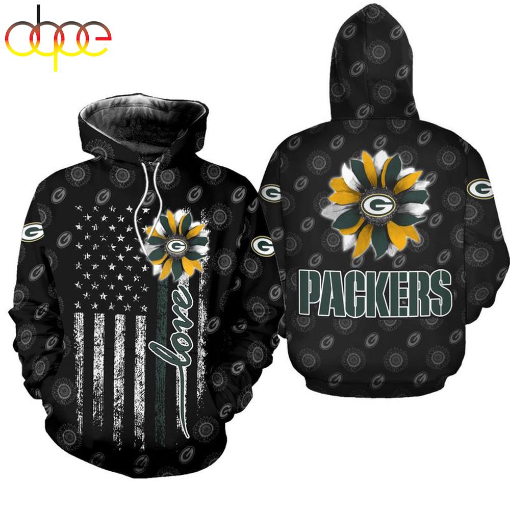 NFL Green Bay Packers Sunflower All Over Print Hoodie Shirt