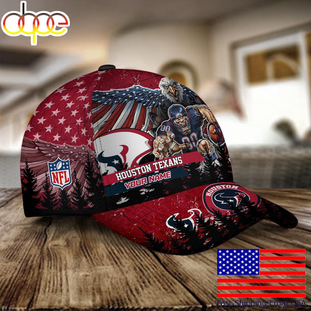 NFL Houston Texans Mascot Logo Custom Name Baseball Cap  For Fans