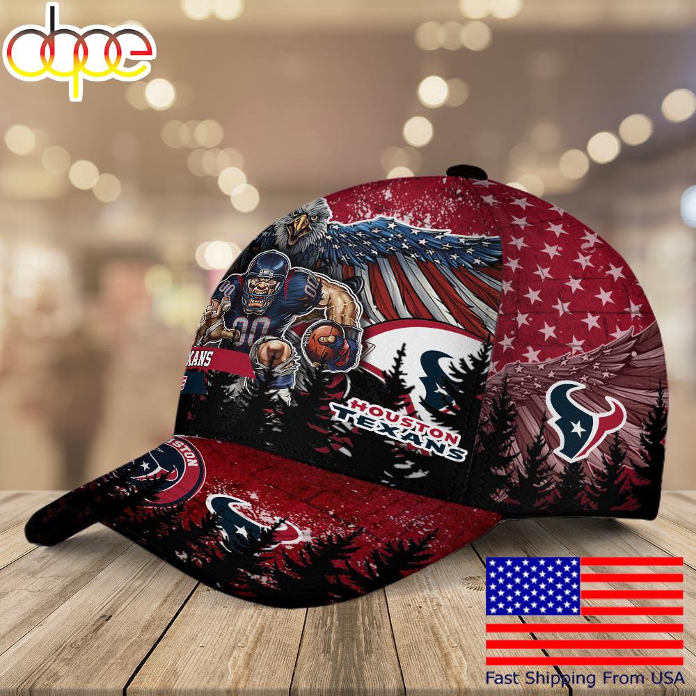 NFL Houston Texans Mascot Logo Custom Name Baseball Cap  For Fans