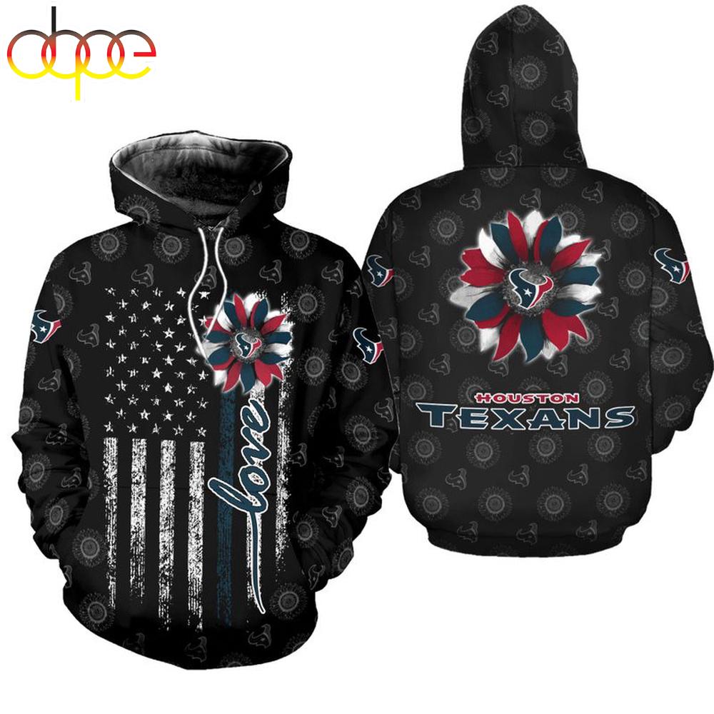 NFL Houston Texans Sunflower All Over Print Hoodie Shirt