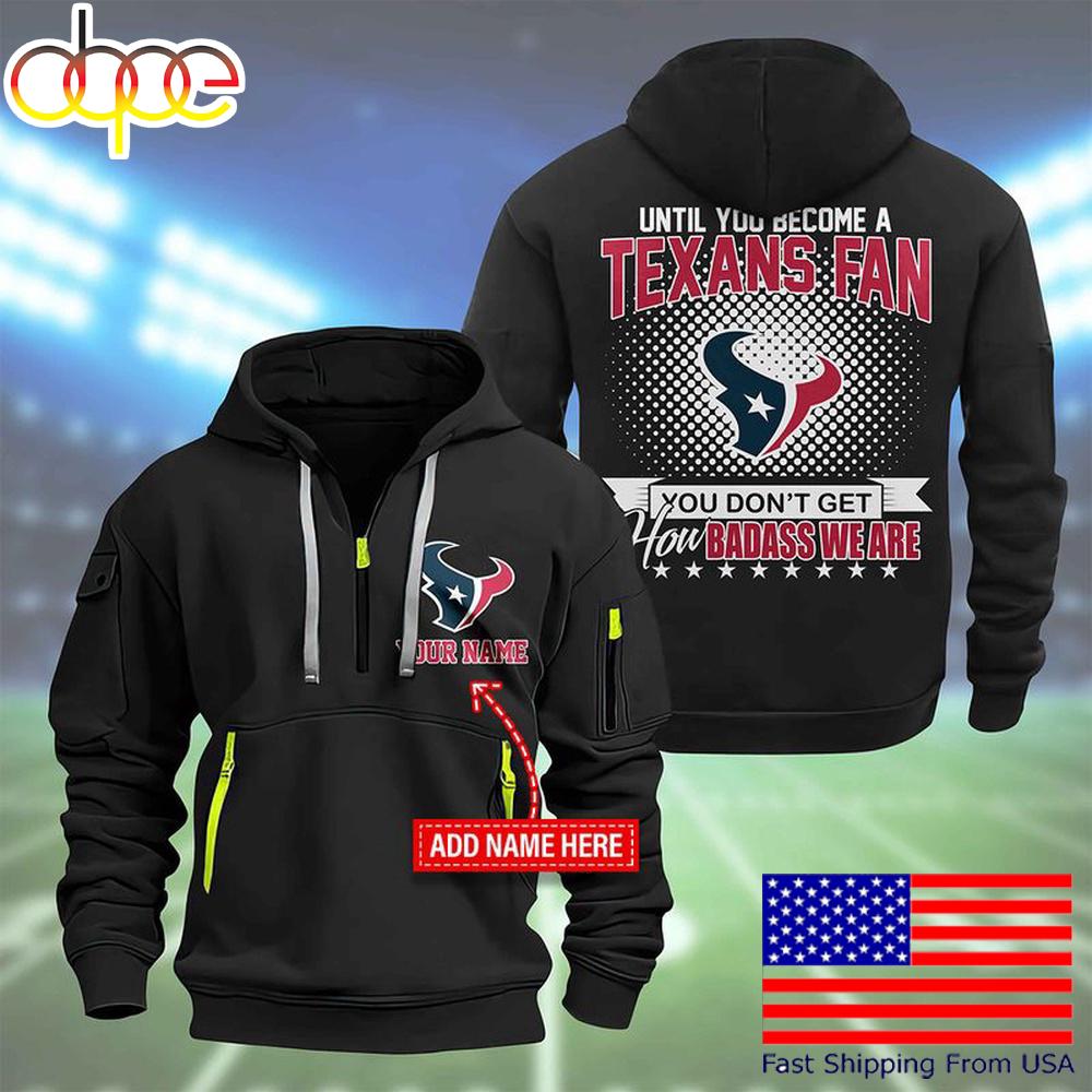 NFL Houston Texans Super Bowl LIX Custom Name Limited Edition Quarter Zip Hoodie