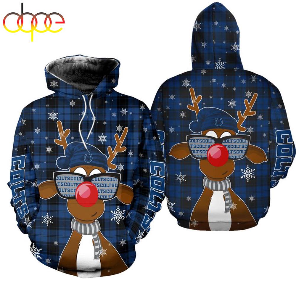 NFL Indianapolis Colts Christmas Reindeer Sunglasses All Over Print Hoodie Shirt