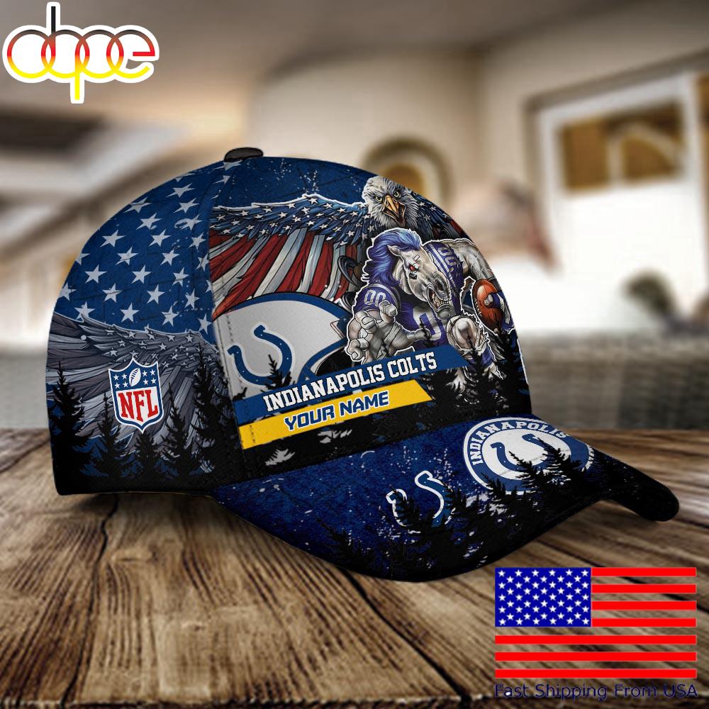 NFL Indianapolis Colts Mascot Logo Custom Name Baseball Cap  For Fans