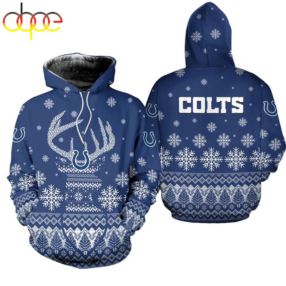 NFL Indianapolis Colts Reindeer Merry Christmas 3D Hoodie Shirt